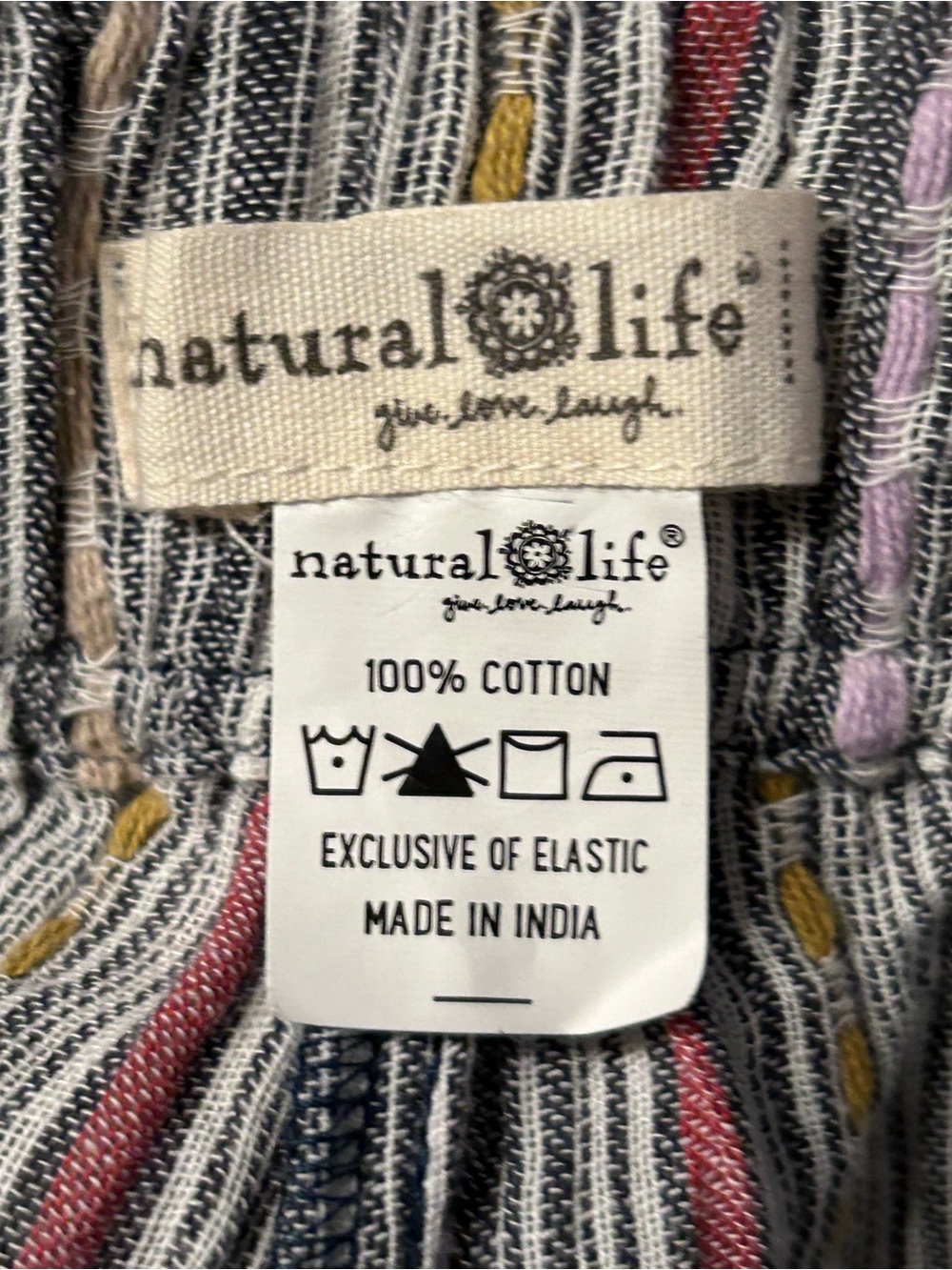 Natural Life Take a Chance On Me Cotton Pants Heather Grey Stripes Size Large - Picture 10 of 10